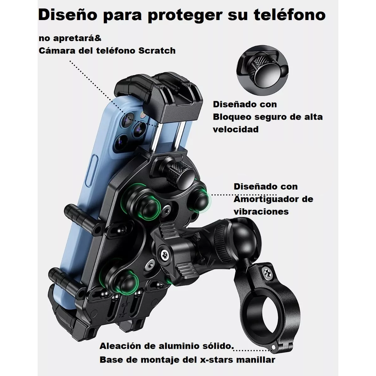 Soporte Porta Celular Antirrobopara Motocicleta Amortiguado
