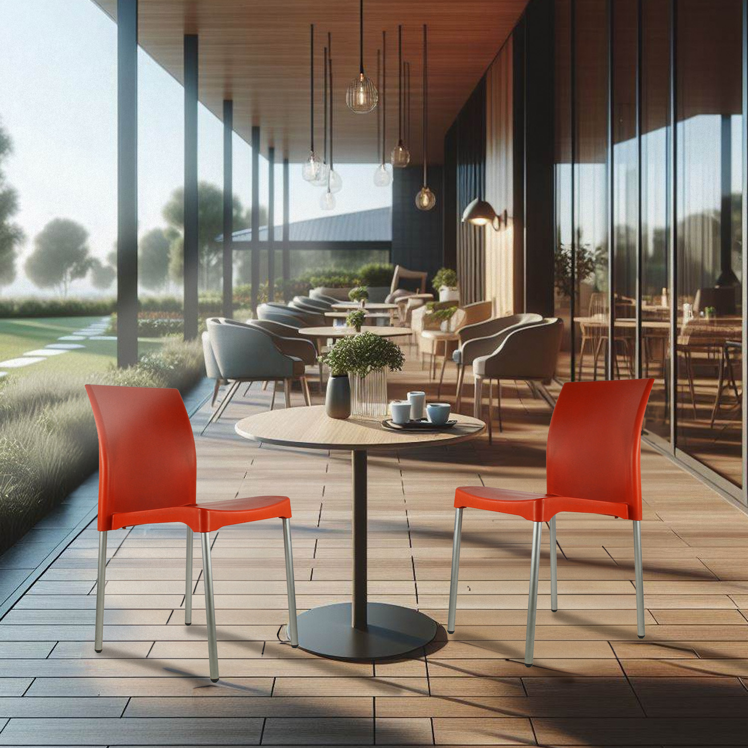 Set 4 Sillas para comedor Vivanti Naranja plastico Mundo In.