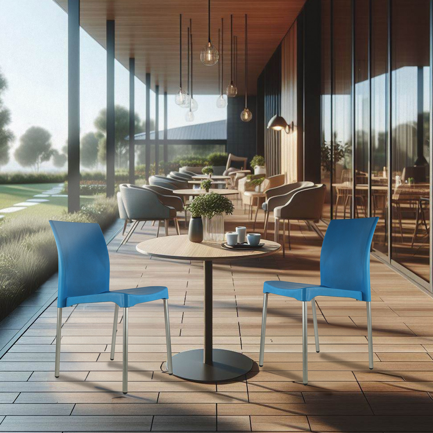 Set 4 Sillas para comedor Vivanti Azul plastico Mundo In.