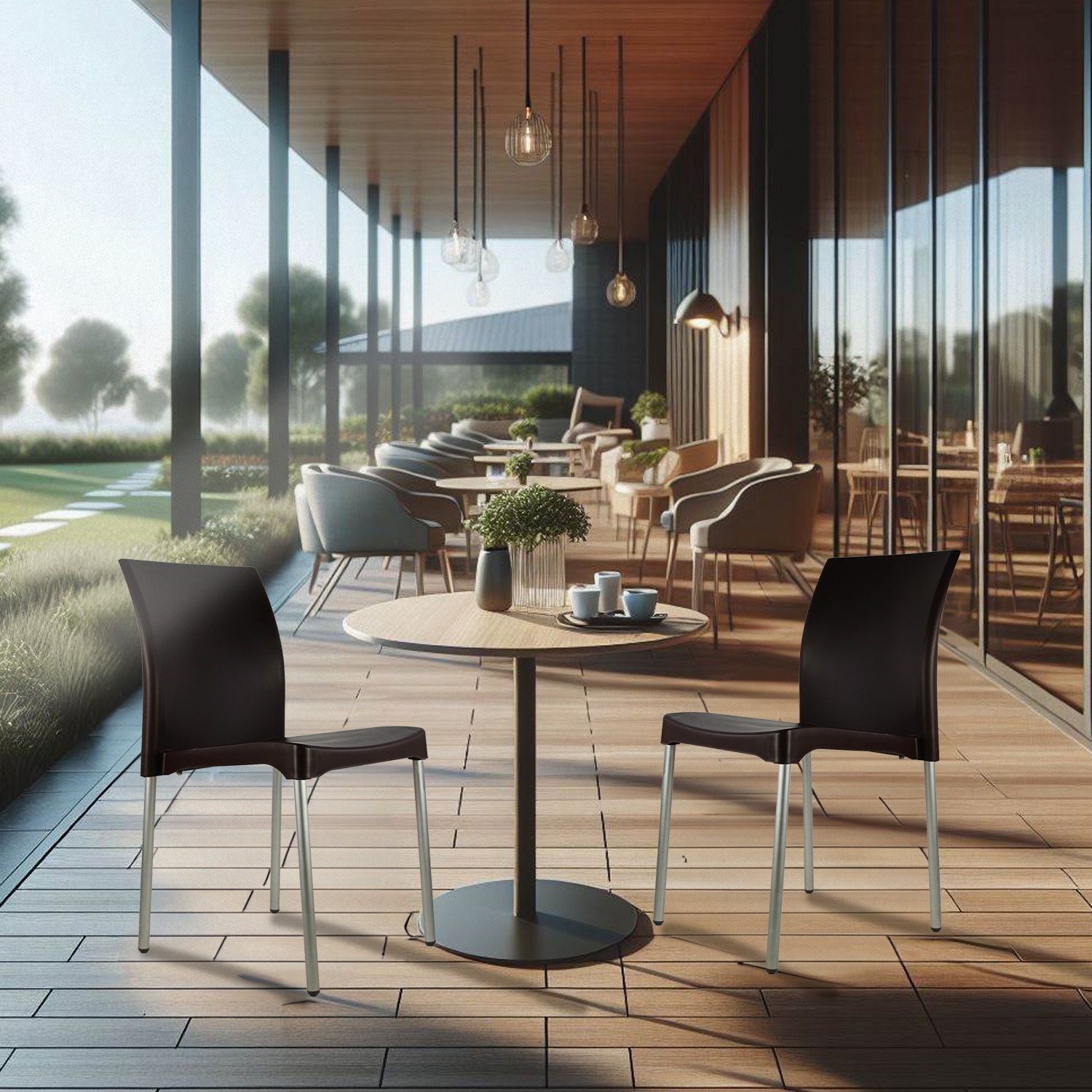 Set 4 Sillas para comedor Vivanti cafe plastico Mundo In.