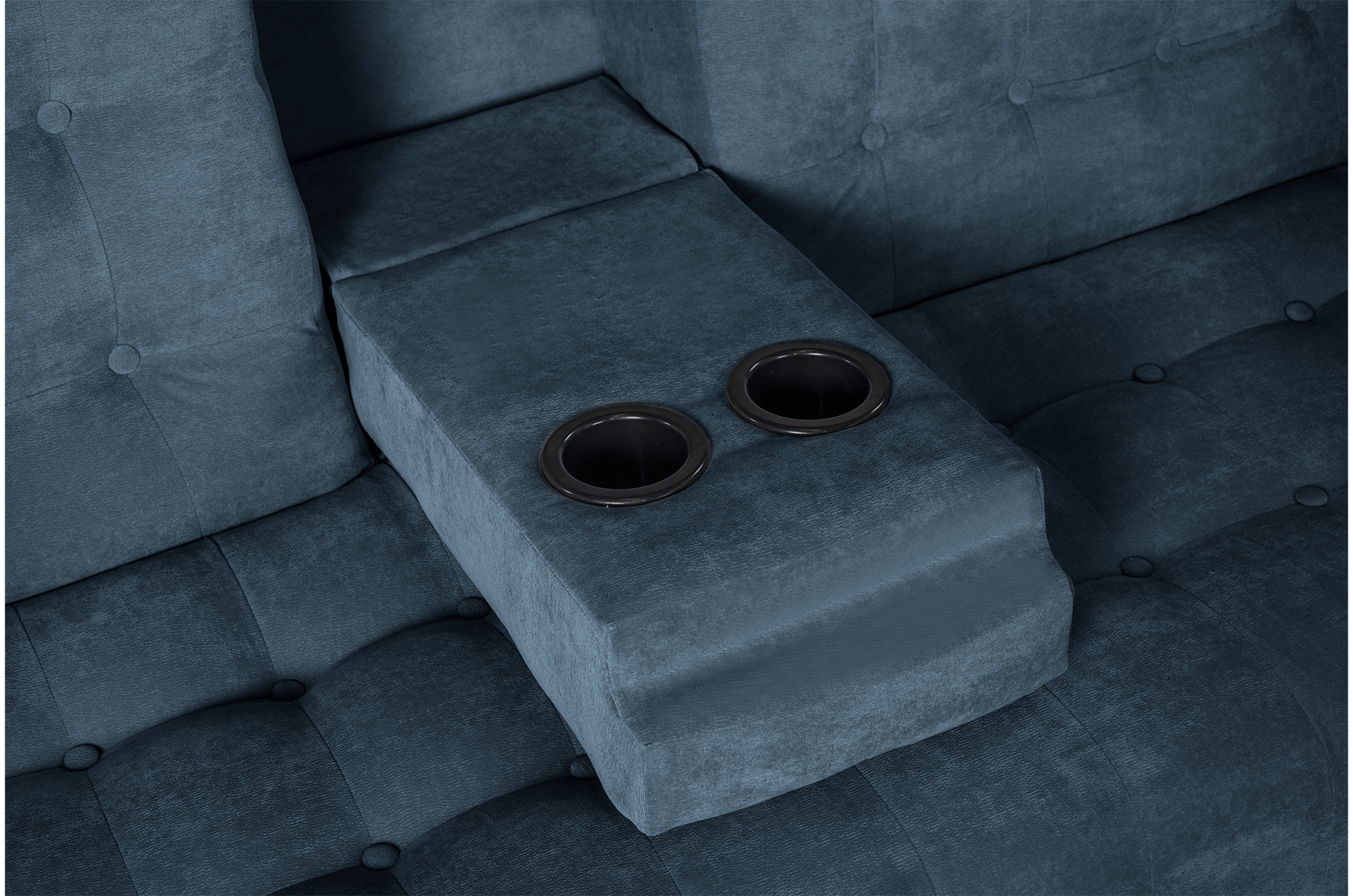 Sofá Cama Rocco Olivo Makora Beehive de velvet con portavasos.