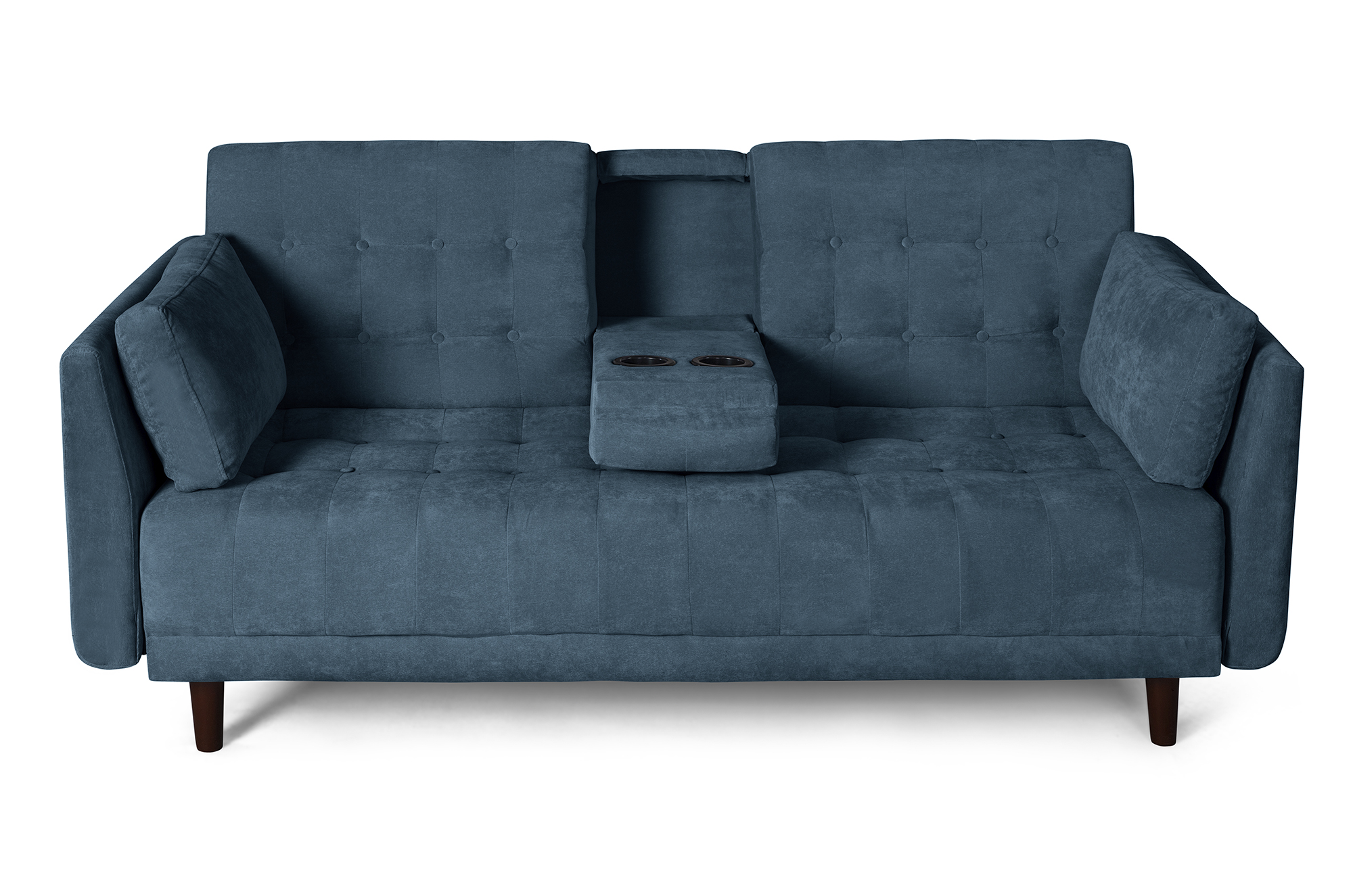 Sofá Cama Rocco Olivo Makora Beehive de velvet con portavasos.