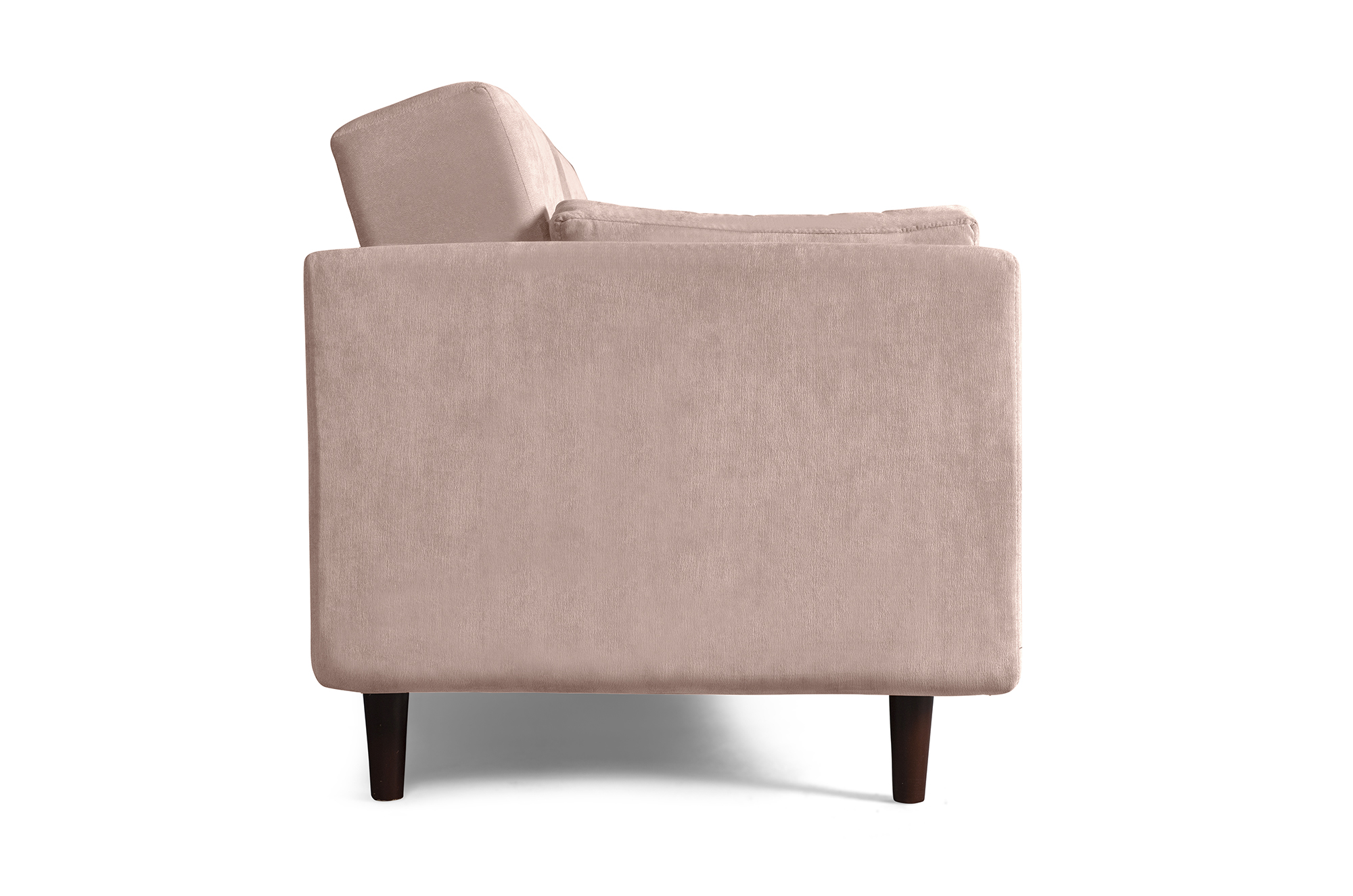 Sofá Cama Rocco Palo de Rosa Makora Beehive de velvet con portavasos.