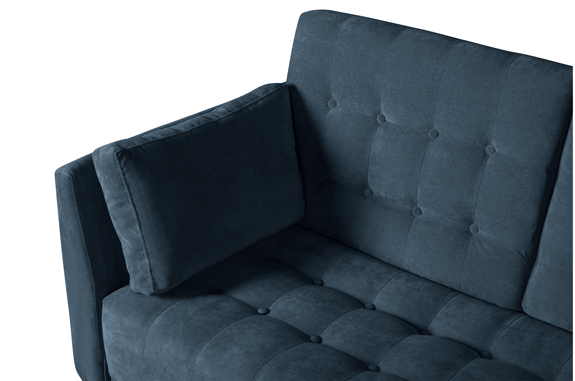 Sofá Cama Rocco Olivo Makora Beehive de velvet con portavasos.