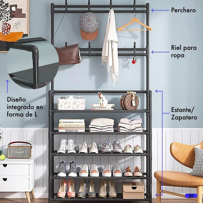 Perchero Armario Zapatero Organizador Closet Portatil Mueble.