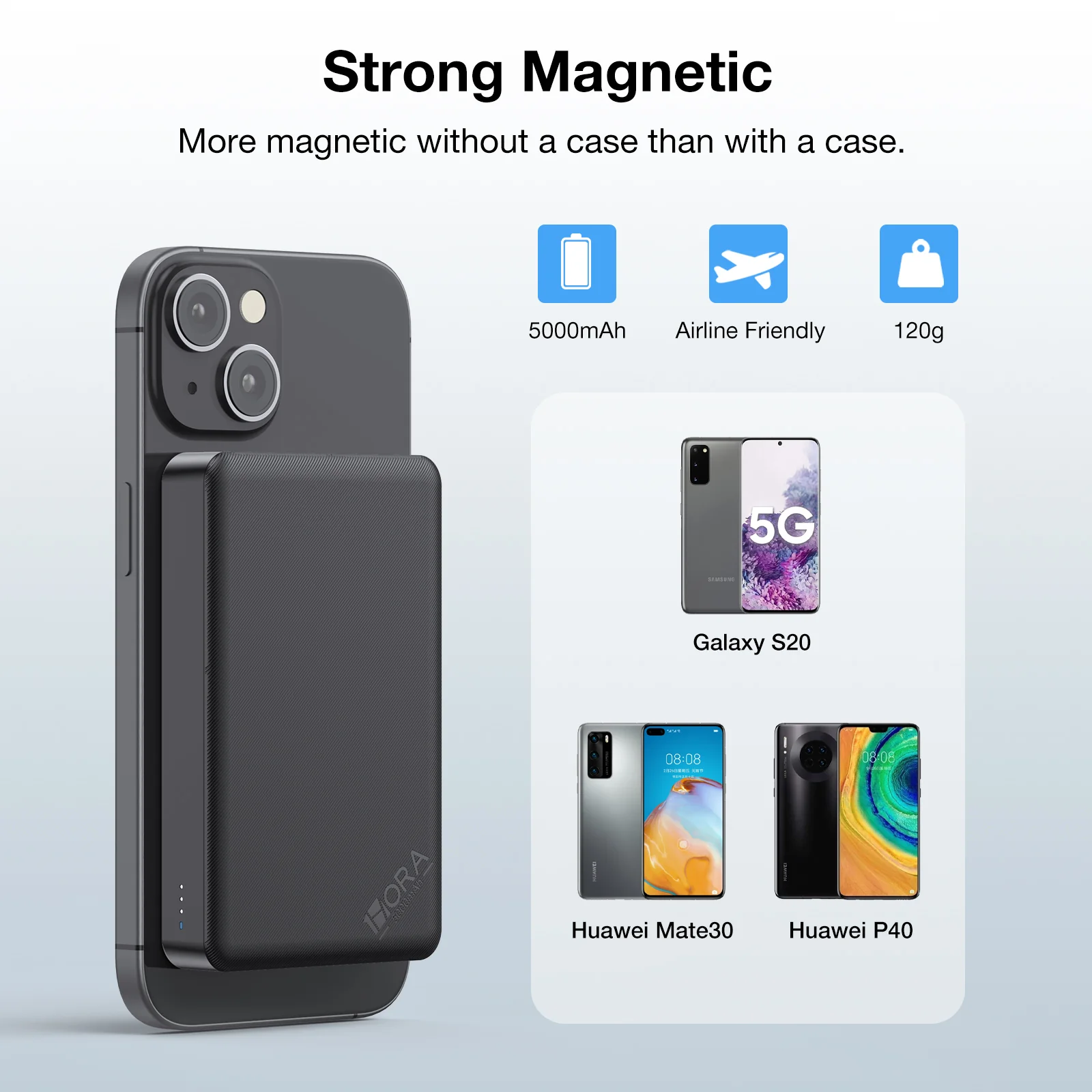 Power Bank Batería Portátil Magnético Inalámbrico 5000 mAh 1Hora.