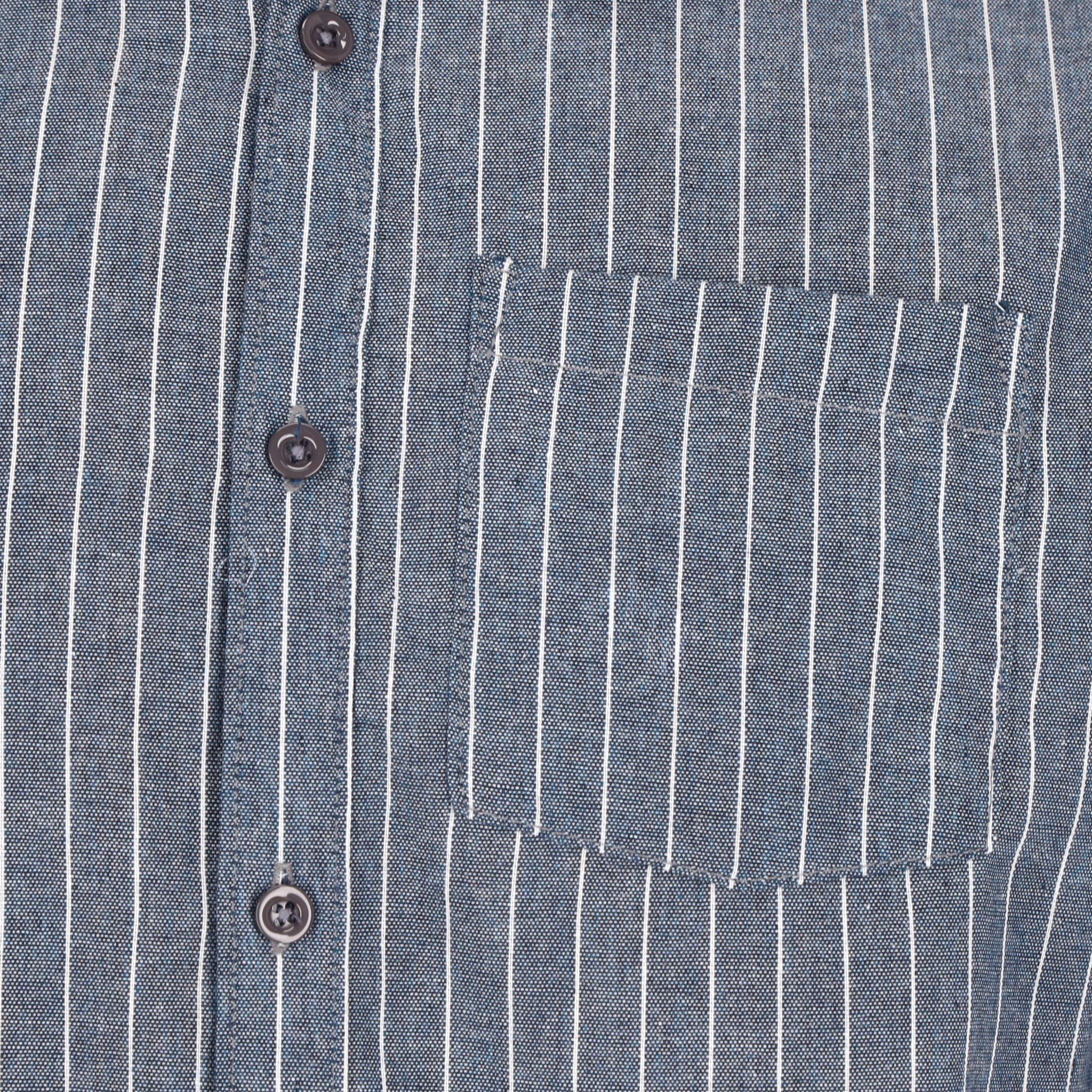 Camisa Manga Corta Slim Fit Azul Marino de Rayas