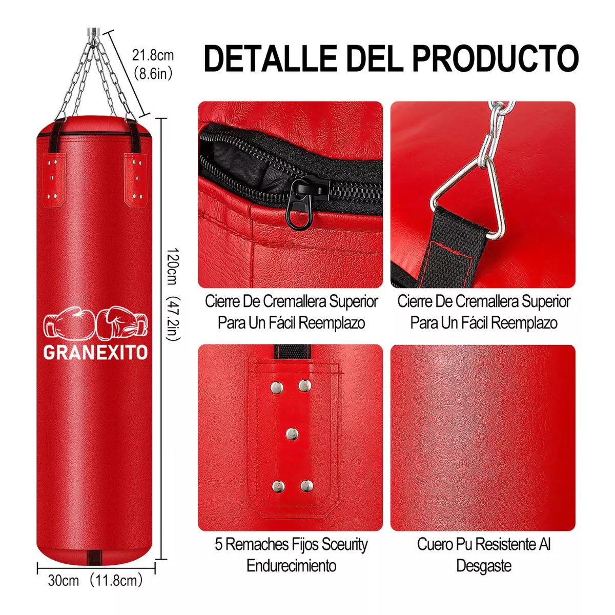 Saco Bolsa Boxeo 1.2m Premium Pu Saco De Boxeo Deportivo Kit