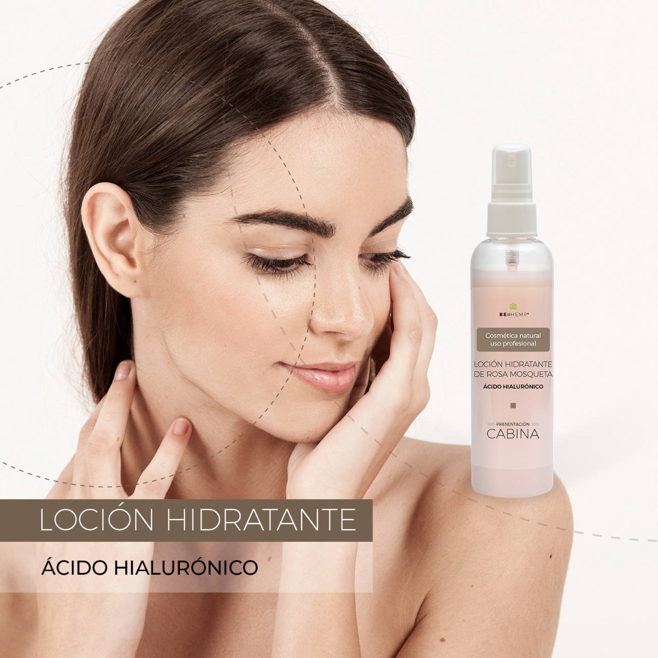 Loción facial hidratante rosa mosqueta y ácido hialurónico 250 ml