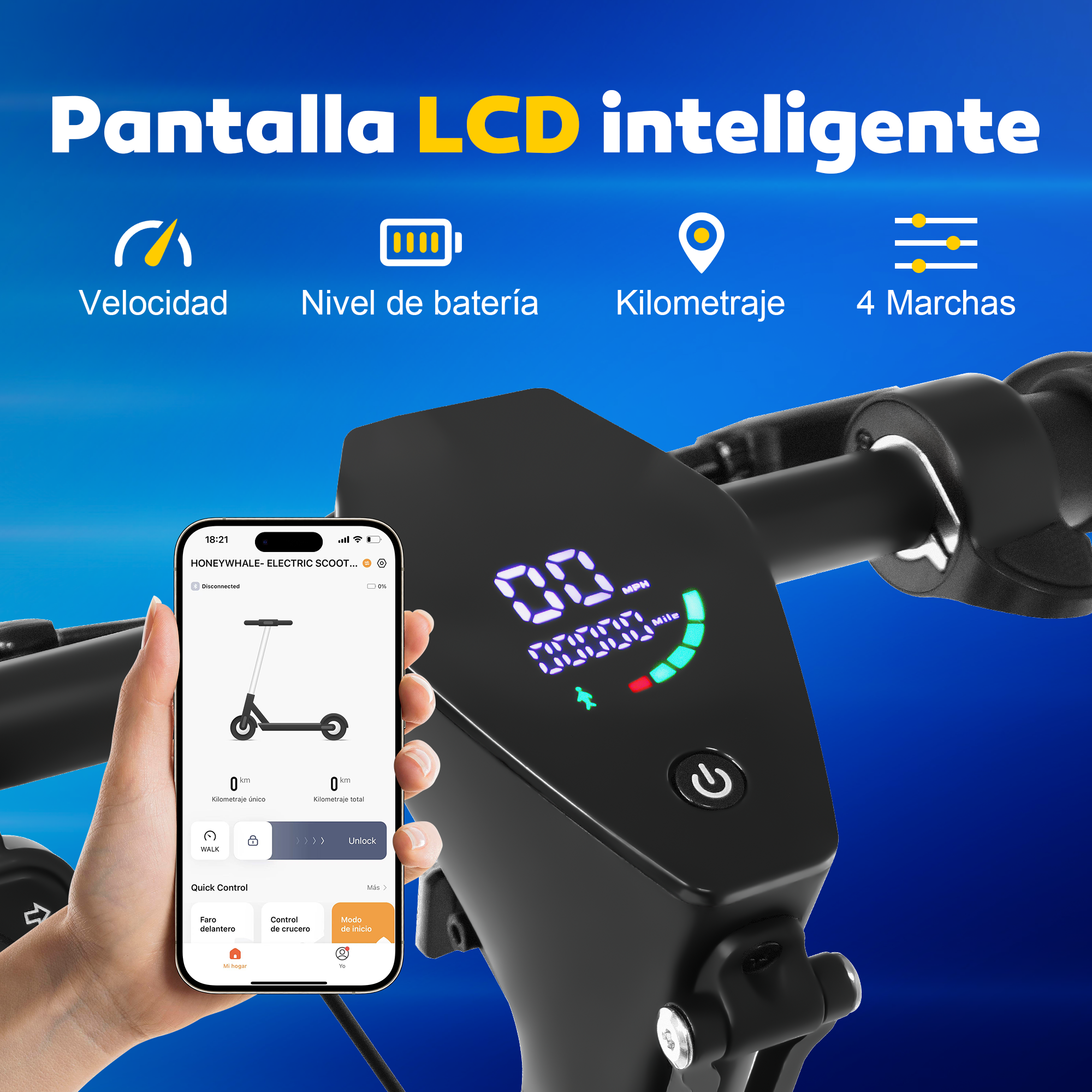 Scooter eléctrico Honey Whale T1 Negro.