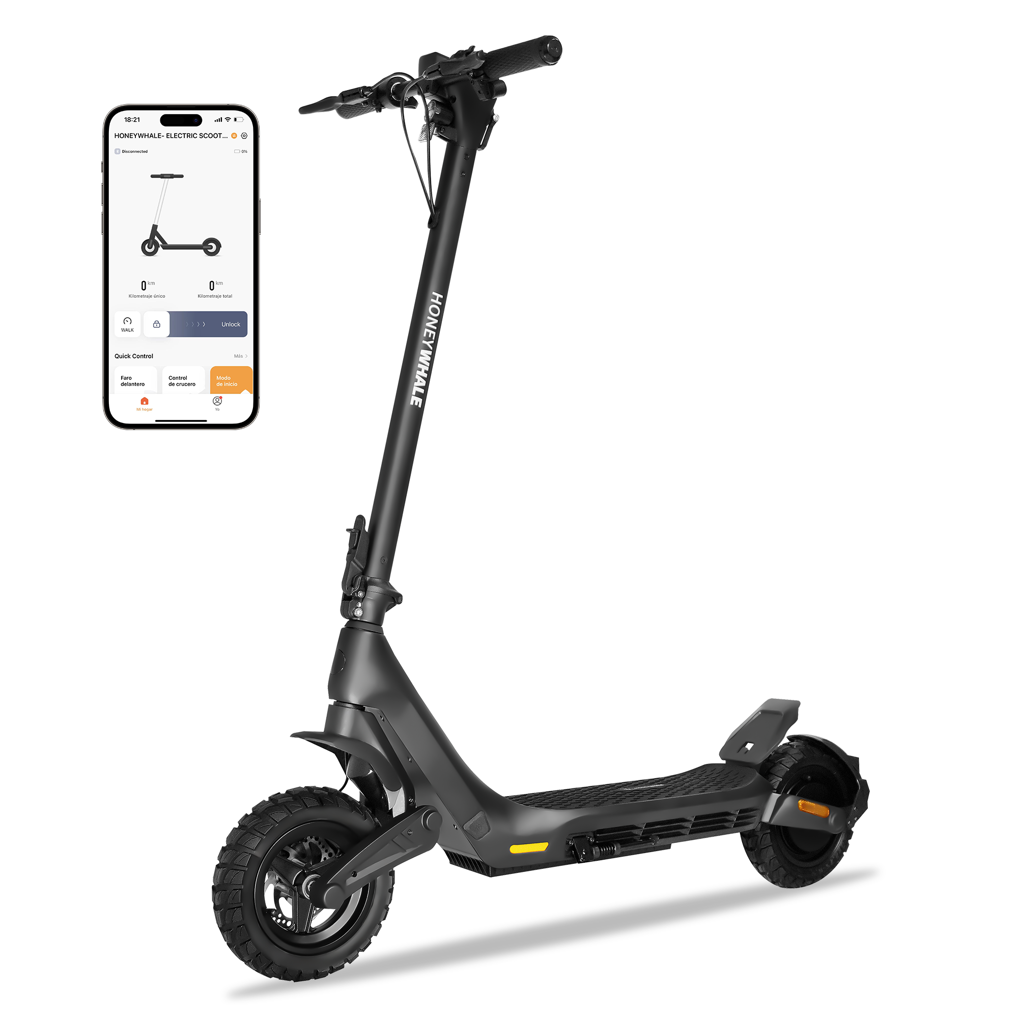 Scooter eléctrico Honey Whale T1 Negro.