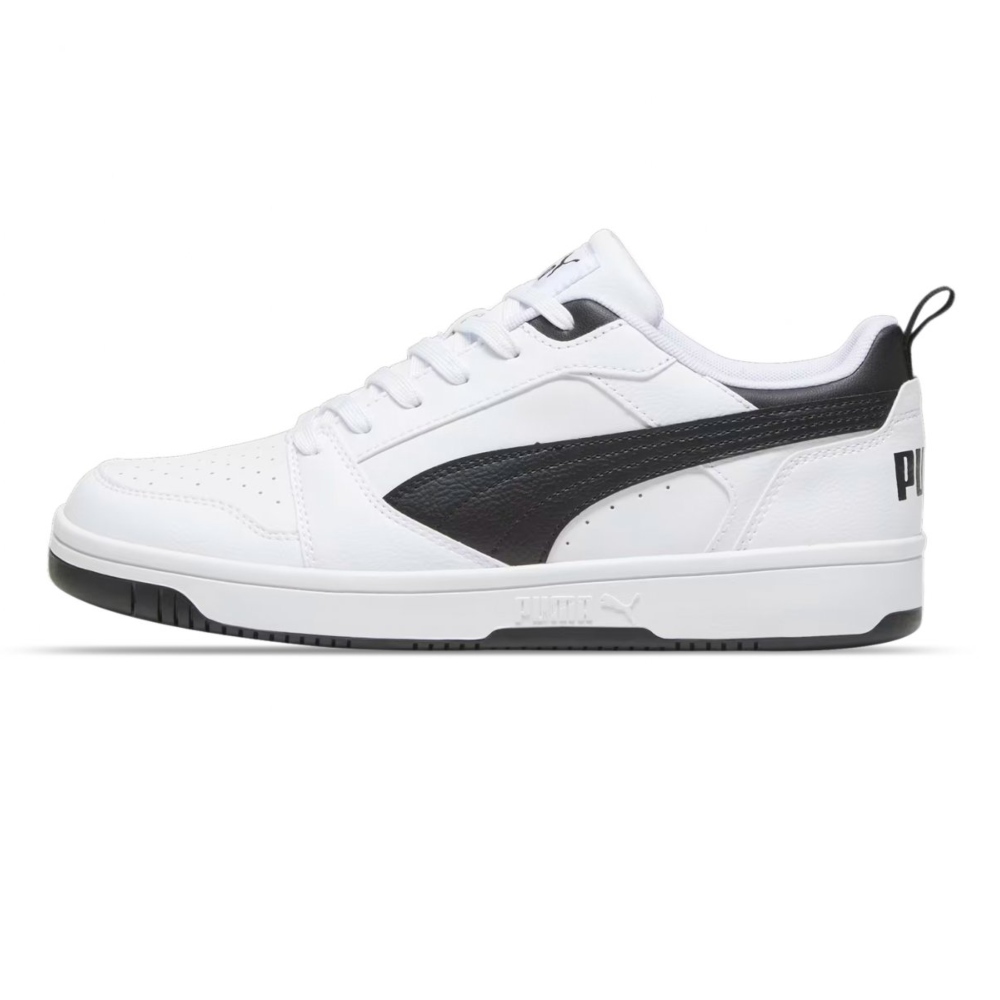 Tenis Casual Puma Rebound V6 Low Blanco-Negro 392328 02 Hombre.