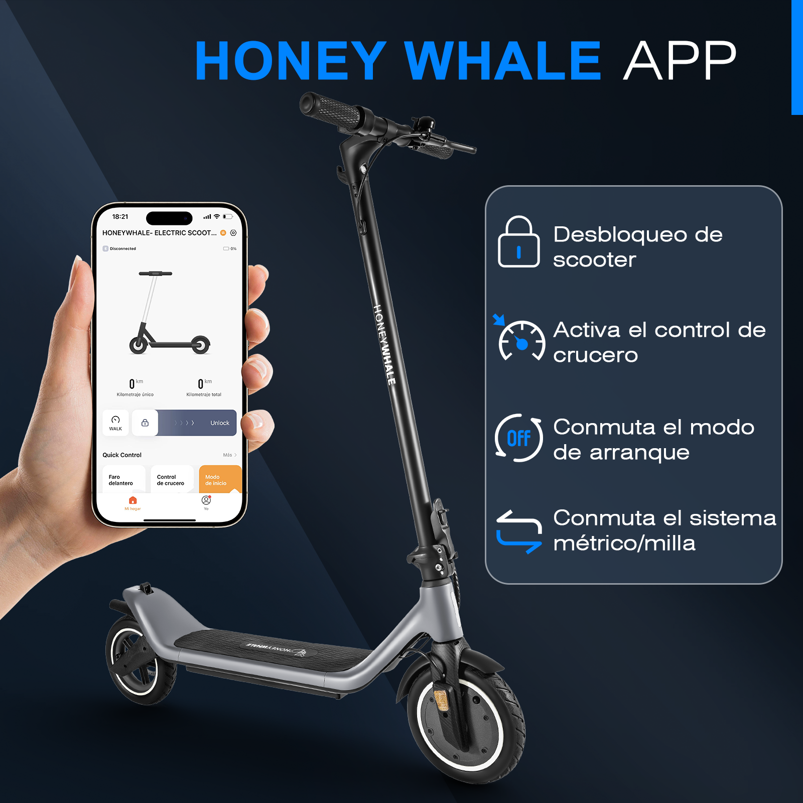Scooter eléctrico Honey Whale M1 Gris