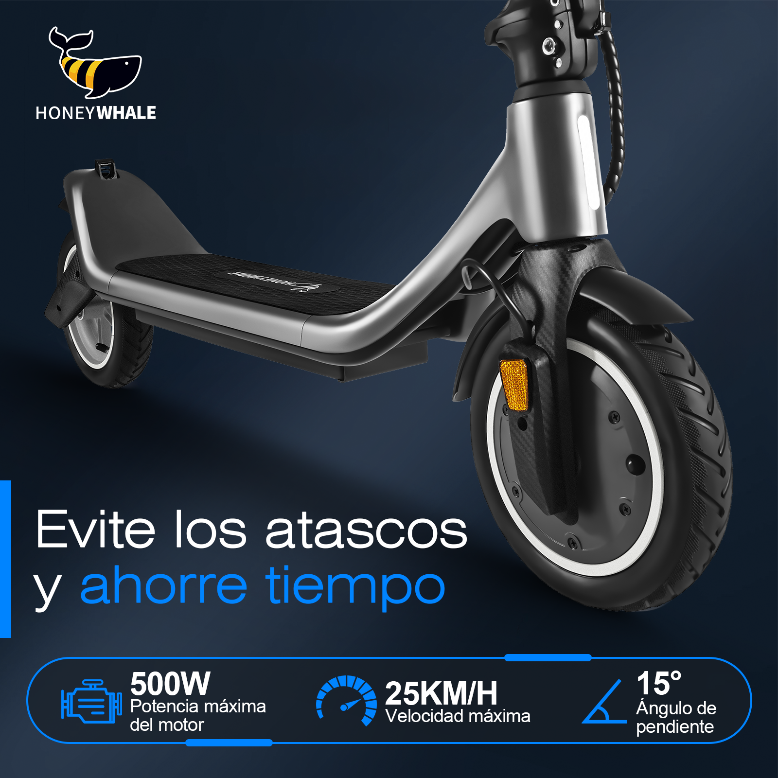 Scooter eléctrico Honey Whale M1 Gris