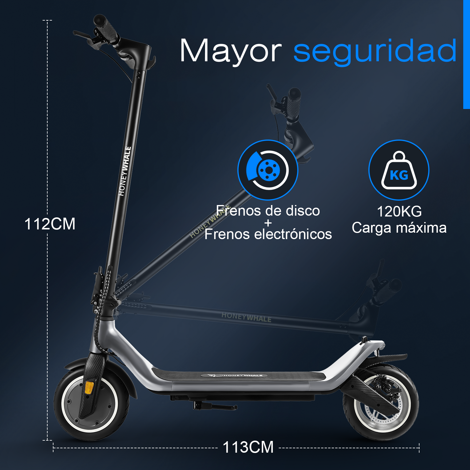 Scooter eléctrico Honey Whale M1 Gris