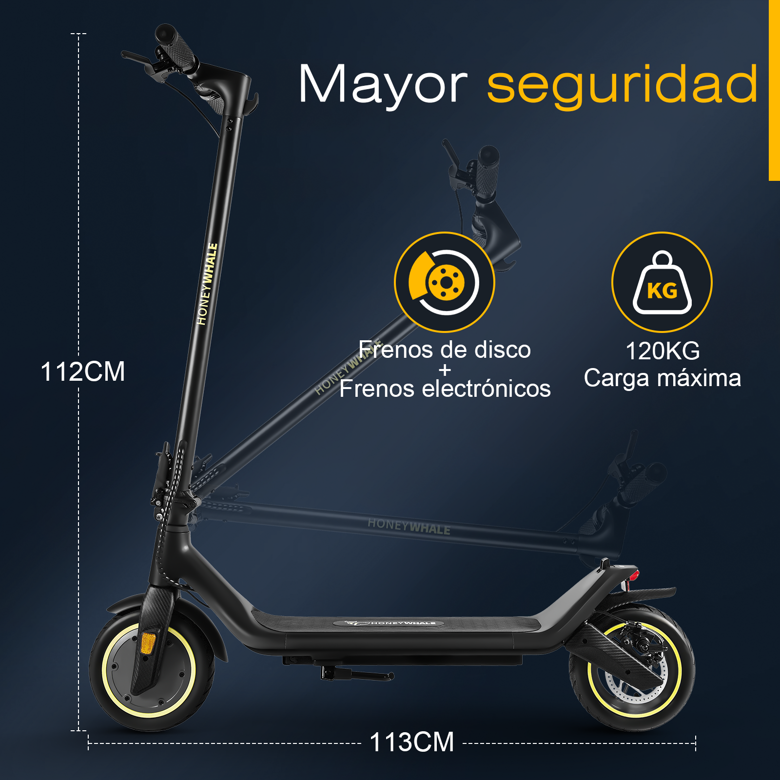 Scooter eléctrico Honey Whale M1 Negro.