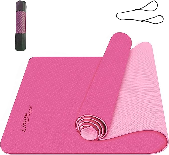 LÍMITE-MX Tapete de Yoga Antideslizante con Material ecológico TPE Agarre de Alto Rendimiento, Acolchado Ultra denso para Apoyo y Estabilidad en Yoga, Pilates, Gimnasio y Cualquier condición física General