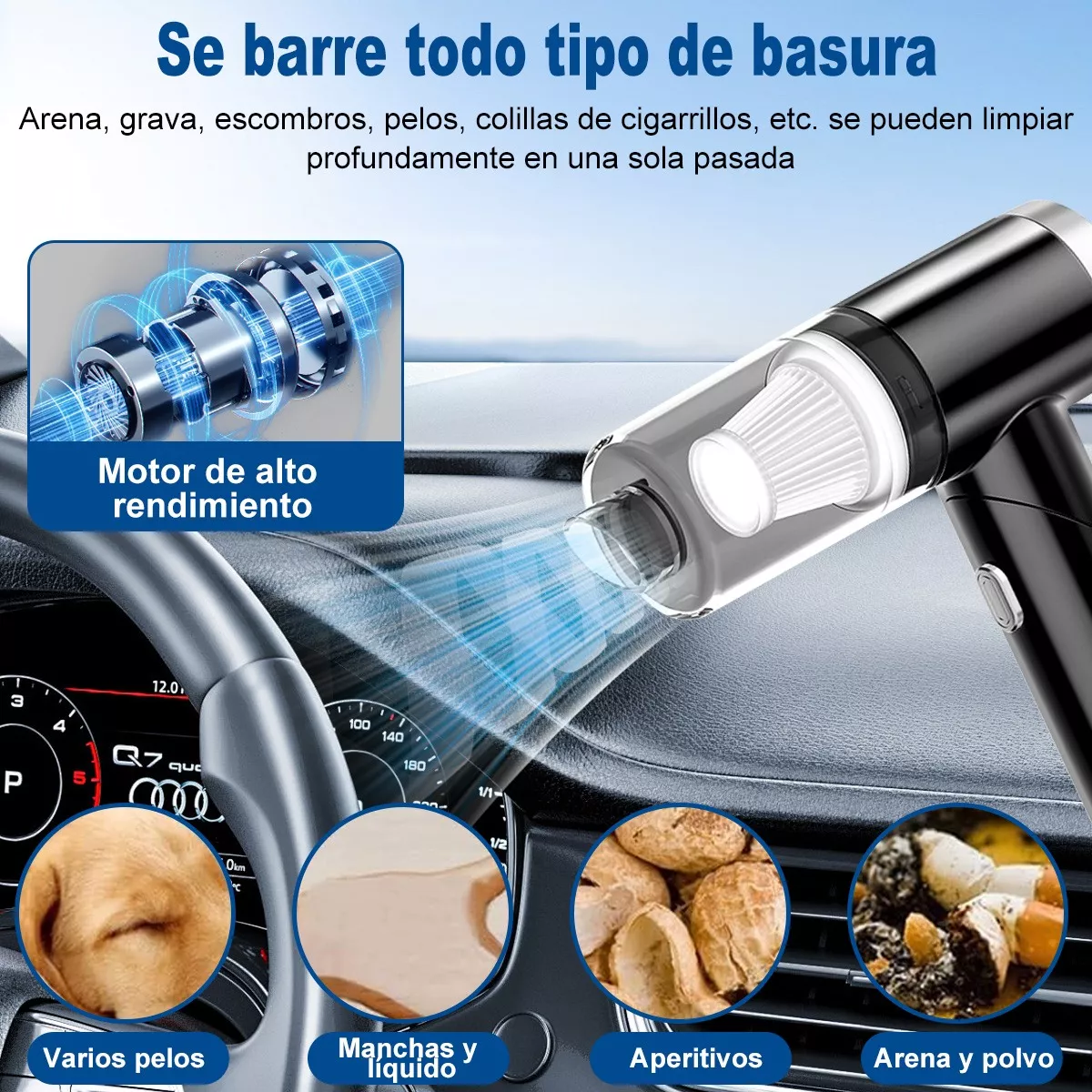 Aspiradora Para Auto Portatil De Inalambrica 8500pa 3 En1