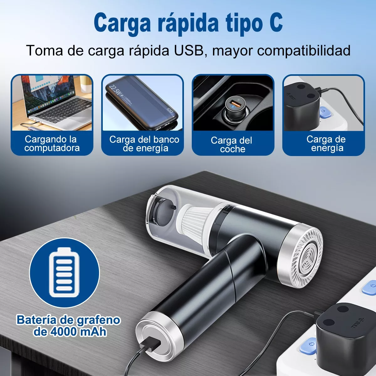 Aspiradora Para Auto Portatil De Inalambrica 8500pa 3 En1