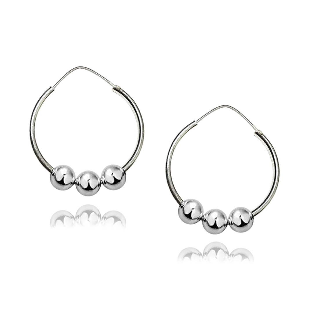 Arracadas medianas de plata .925 con bolitas,  Joyería para Mujer de Anante Joyería.