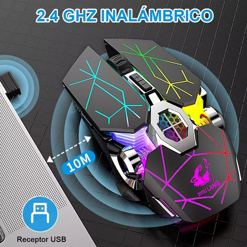 Mouse de juego inalámbrico recargable Free X13 star black.