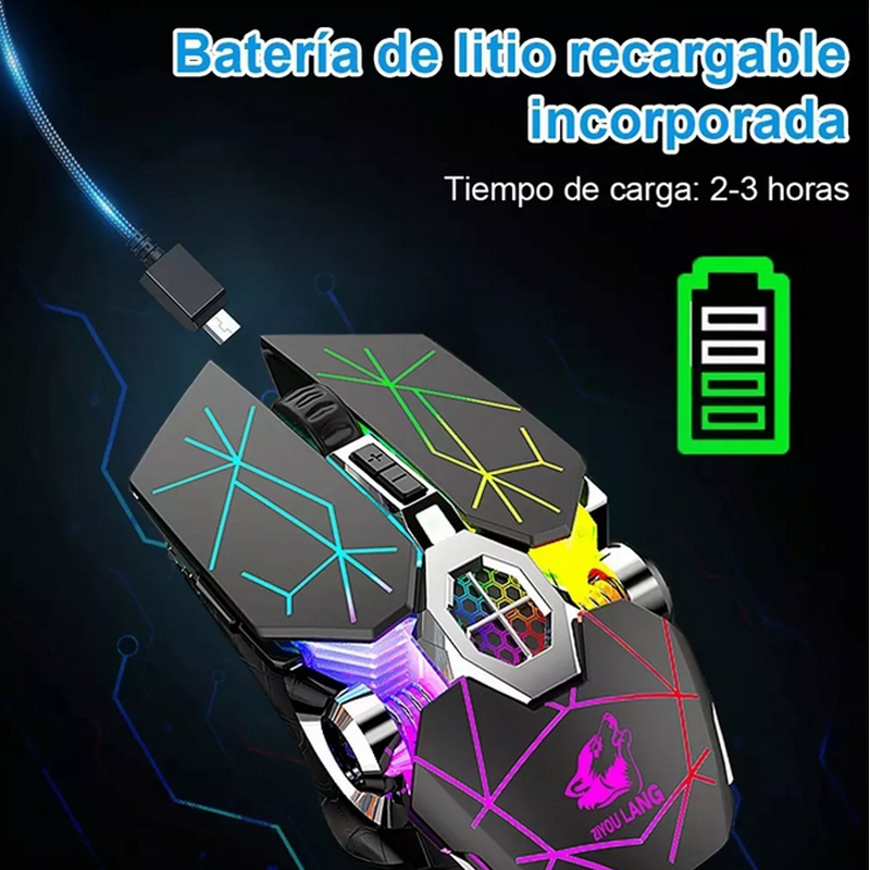 Mouse de juego inalámbrico recargable Free X13 star black.