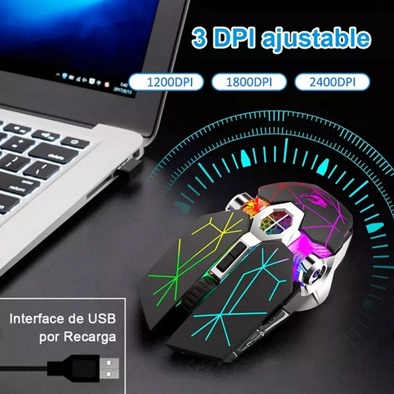 Mouse de juego inalámbrico recargable Free X13 star black.