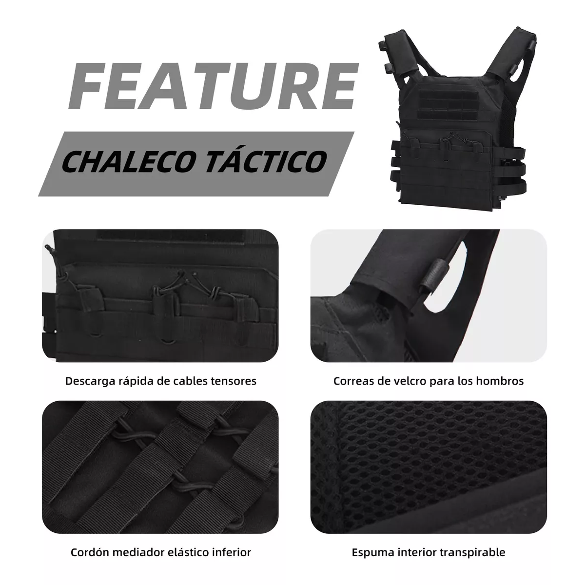 Chaleco Tactico Militar Paintball Removibles Airsoft Bolsos