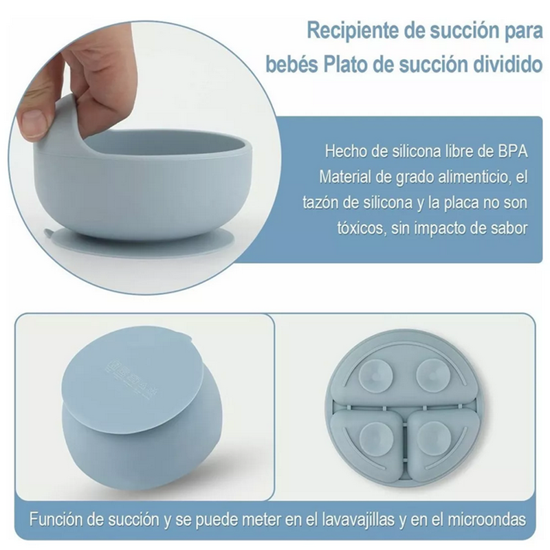 Juego De Cubiertos De Silicona Antideslizante Para Bebé 6pcs.