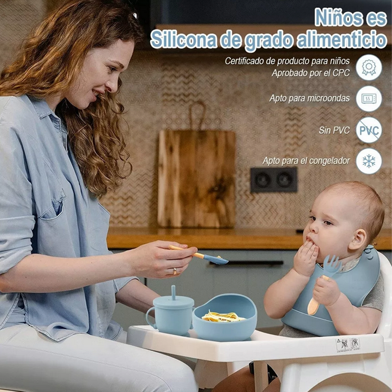 Juego De Cubiertos De Silicona Antideslizante Para Bebé 6pcs.