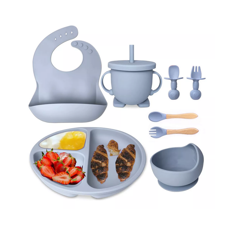 Juego De Cubiertos De Silicona Antideslizante Para Bebé 6pcs.