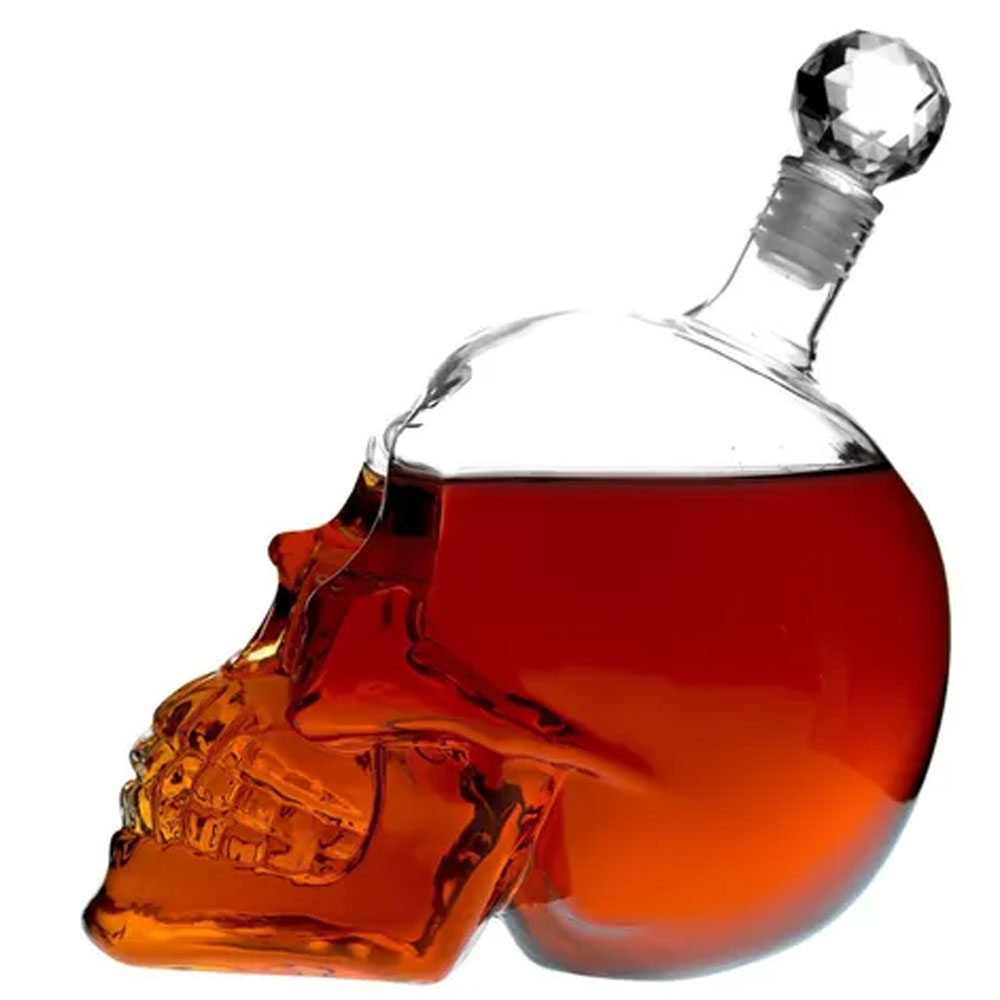 Recipiente de Cristal en Forma de Craneo Calavera 1L con Tapon.