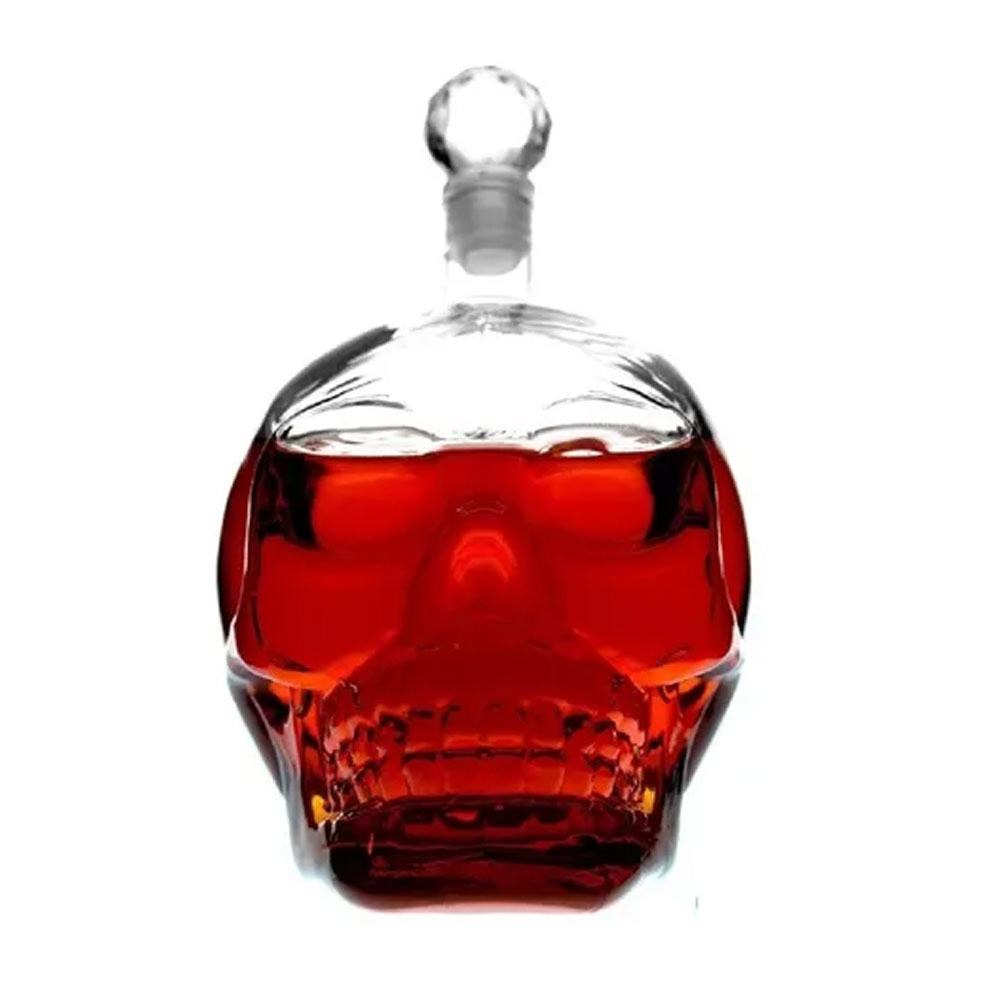 Recipiente de Cristal en Forma de Craneo Calavera 1L con Tapon.