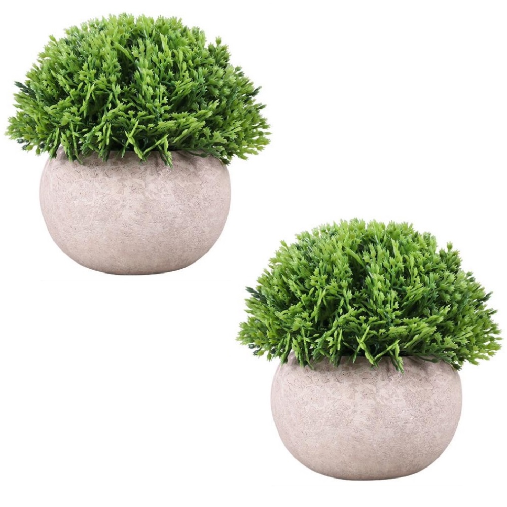 2 Plantas Artificiales Con Maceta Decoración Hogar Verde ModB.