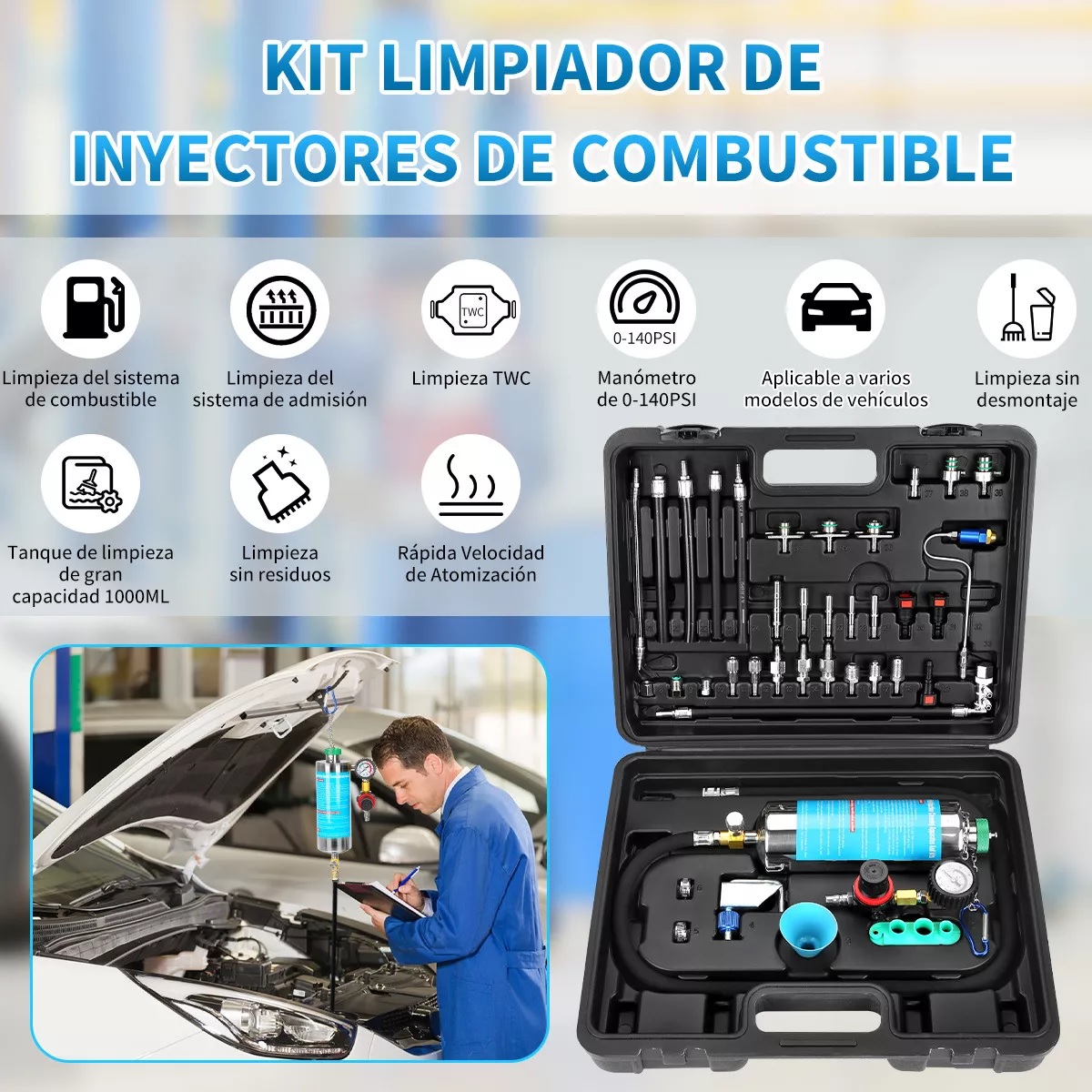 Limpiador De Inyectores De Boya Incluye Conector Kit 39 Pcs