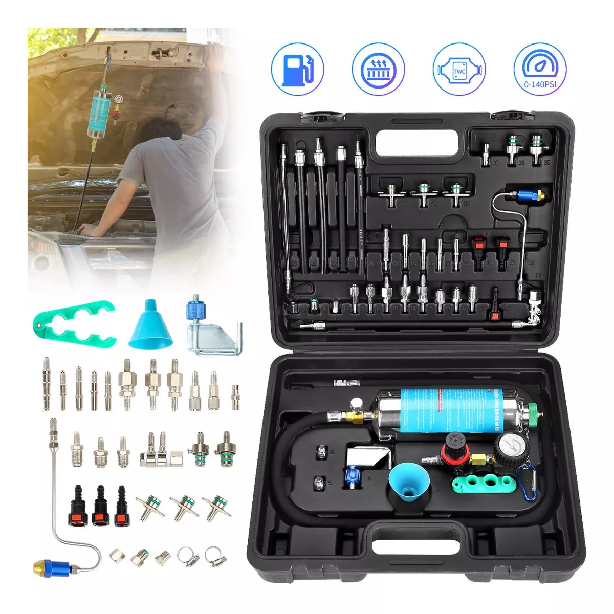 Limpiador De Inyectores De Boya Incluye Conector Kit 39 Pcs