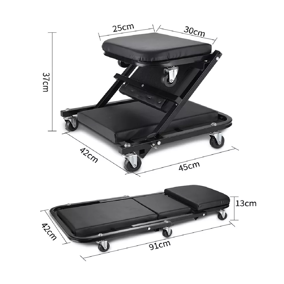 Cama Para Taller Mecanico Plegable 2 En 1 Deslizante 36 PuLG