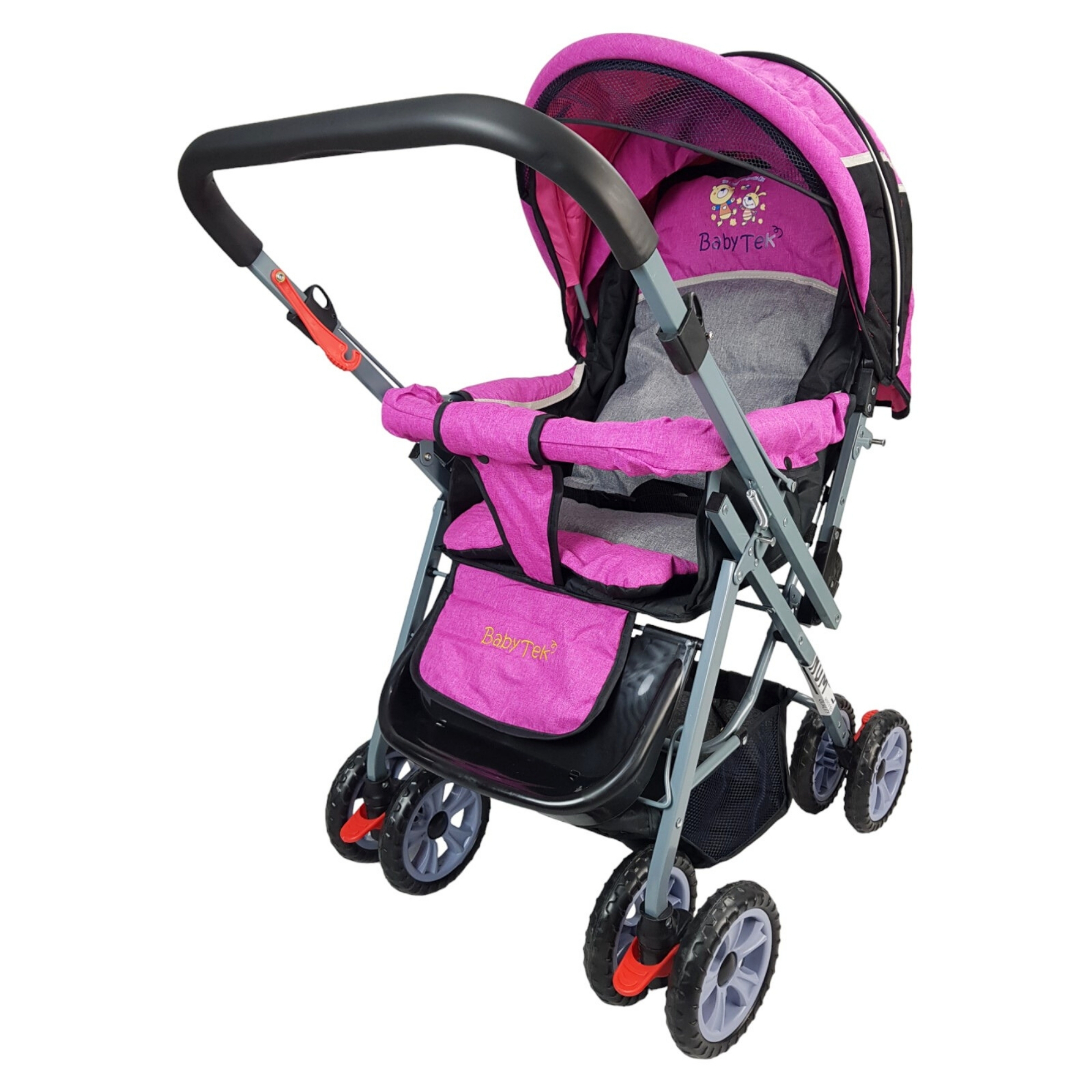 Carriola Reversible con Charola 3 Posiciones de Reclinado Toldo Plegable  - Rosa.