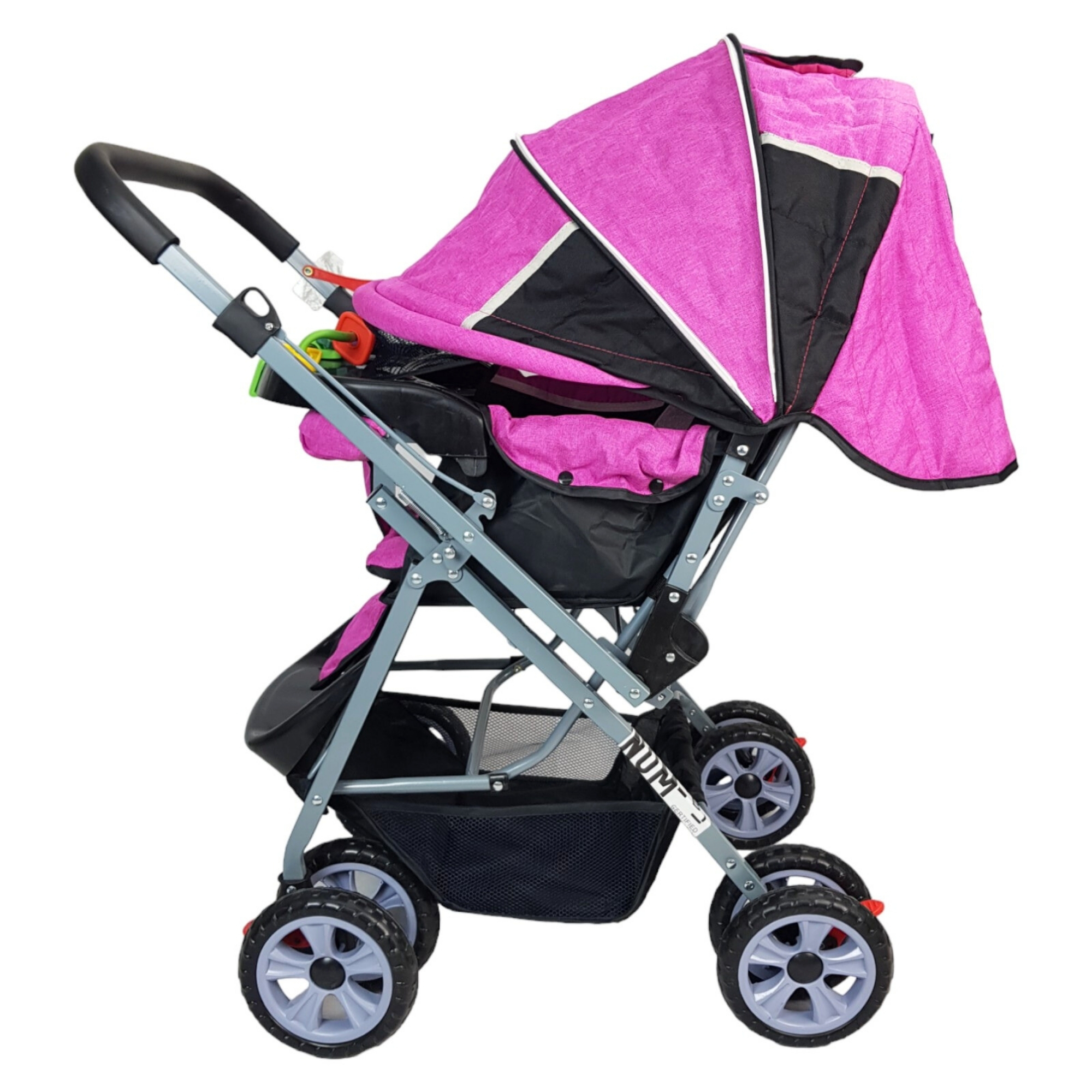 Carriola Reversible con Charola 3 Posiciones de Reclinado Toldo Plegable  - Rosa.