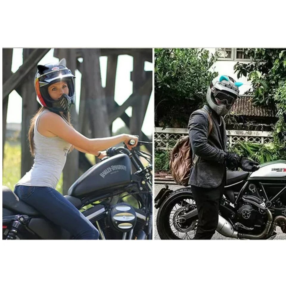 Adorno moto Decoración casco orejas gato motocicleta pegatinas accesorios rosa 2 pz contra agua.