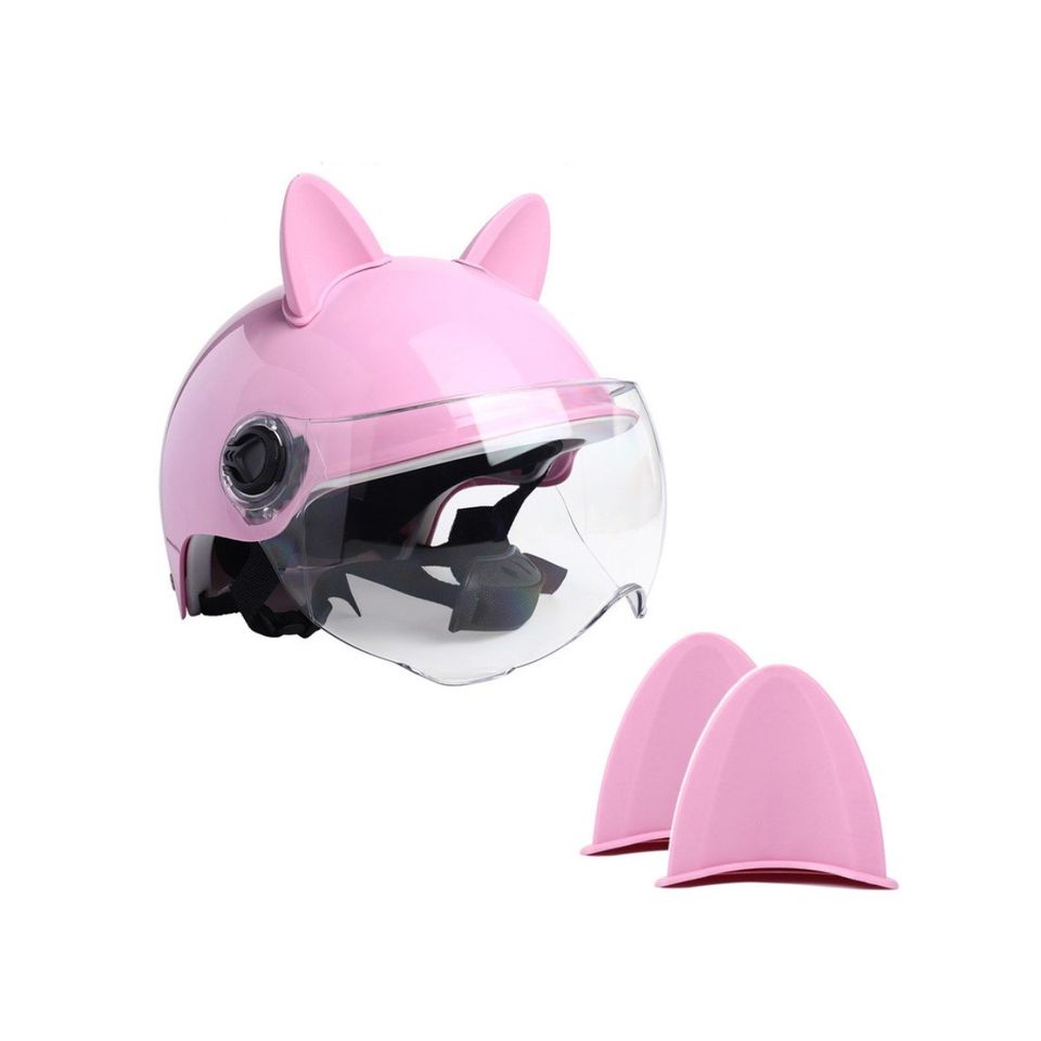 Adorno moto Decoración casco orejas gato motocicleta pegatinas accesorios rosa 2 pz contra agua.