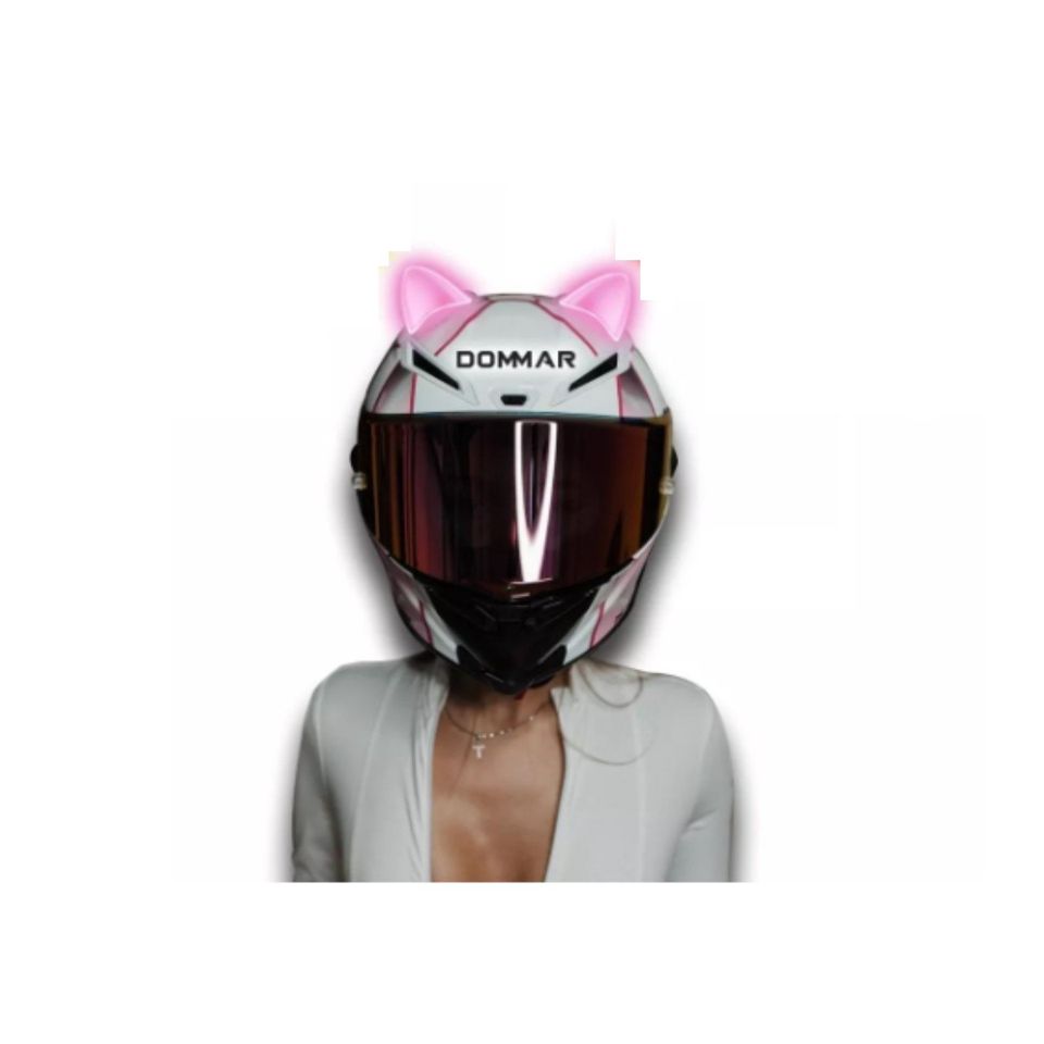 Adorno moto Decoración casco orejas gato motocicleta pegatinas accesorios rosa 2 pz contra agua.
