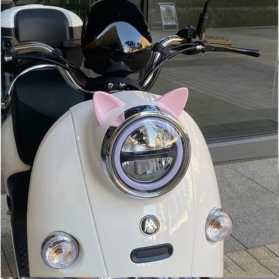 Adorno moto Decoración casco orejas gato motocicleta pegatinas accesorios rosa 2 pz contra agua.