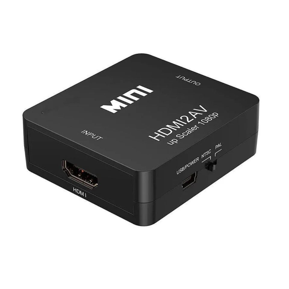 Convertidor Adaptador HDMI a RCA 1080p De Audio Y Video tv analógicas tv box negro imagen.