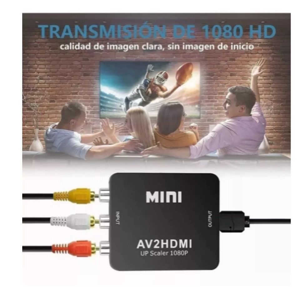 Convertidor Adaptador HDMI a RCA 1080p De Audio Y Video tv analógicas tv box negro imagen.