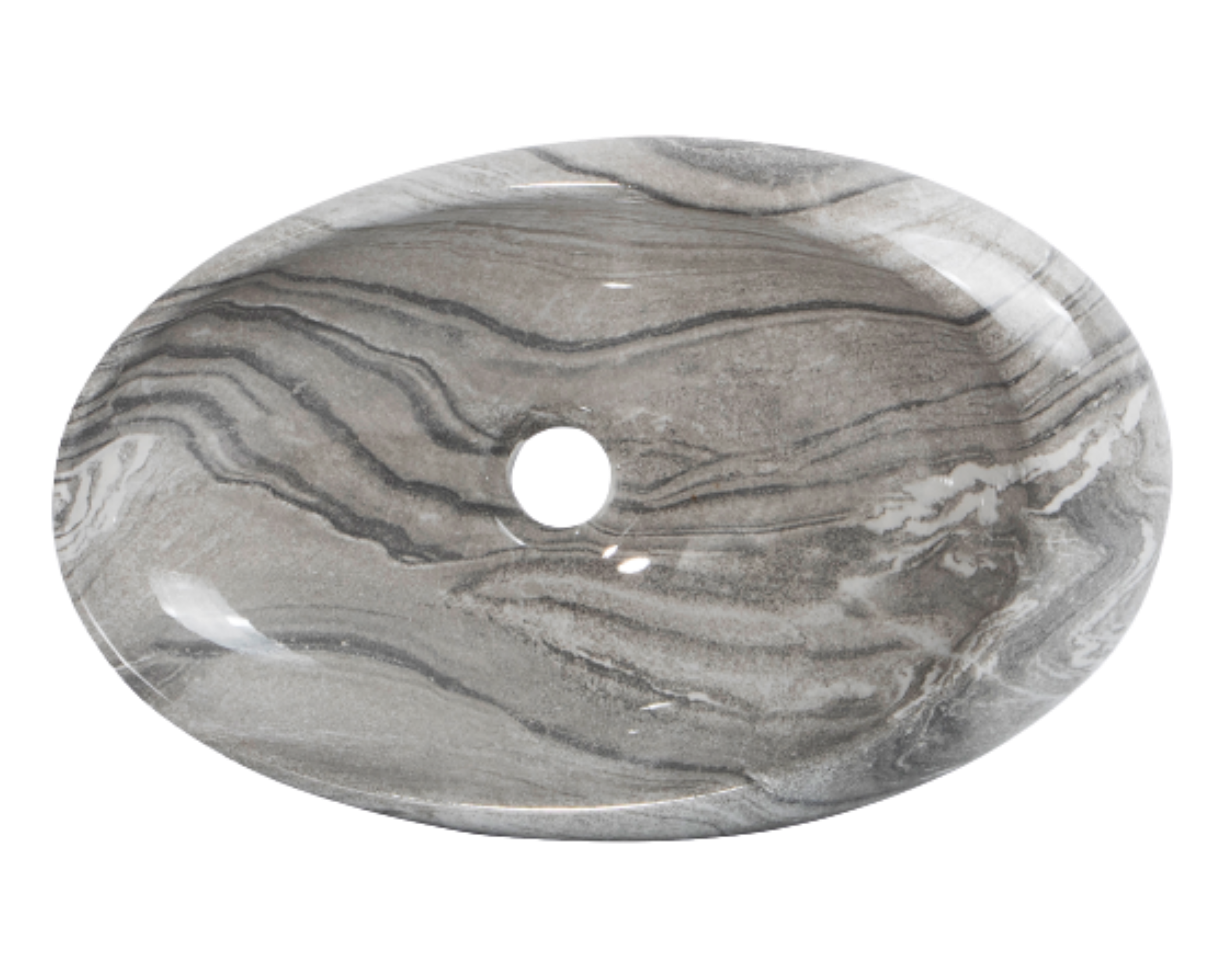 Lavabo Cerámico para Baño NA -GR, acabado marmoleado brillante en tono gris. De sobreponer, con diseño europeo ideal para todo tipo de baños. Dimensiones 50.0 x 33.0 x 12.0 cms. (base x altura x profundidad).