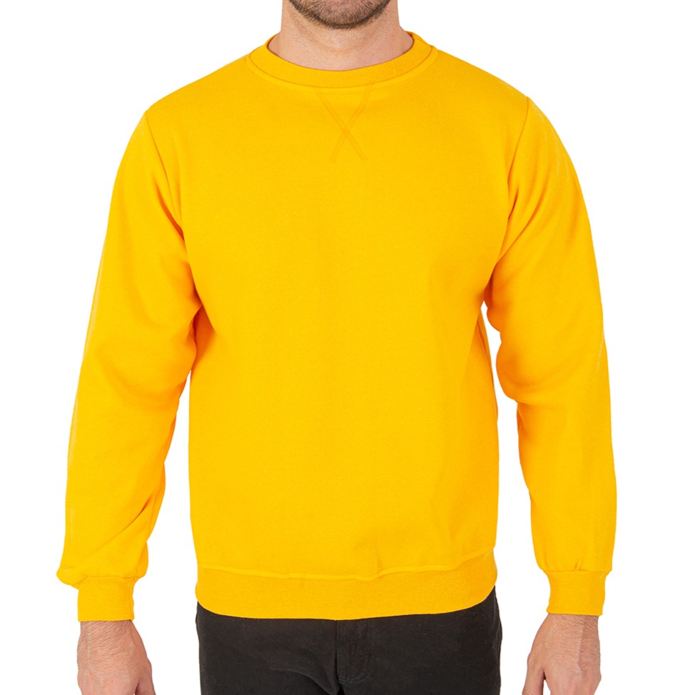 Sudadera Hombre Felpa Stretch Cuello Redondo Básico Chili Beans Color Amarillo.