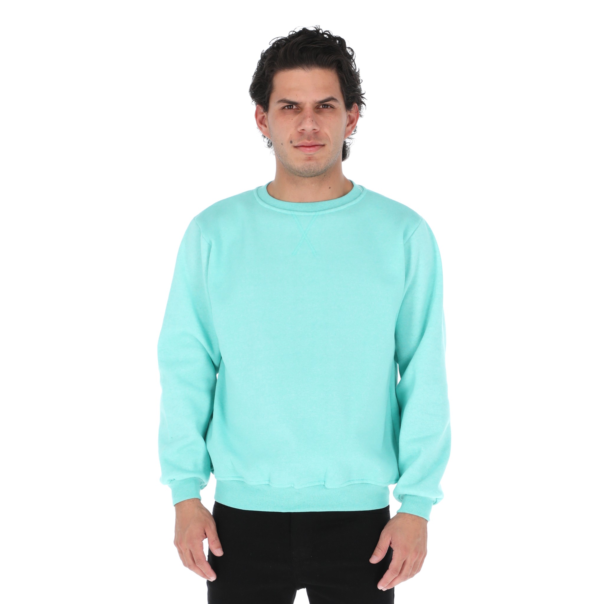 Sudadera Hombre Felpa Stretch Cuello Redondo Básico Chili Beans Color Menta
