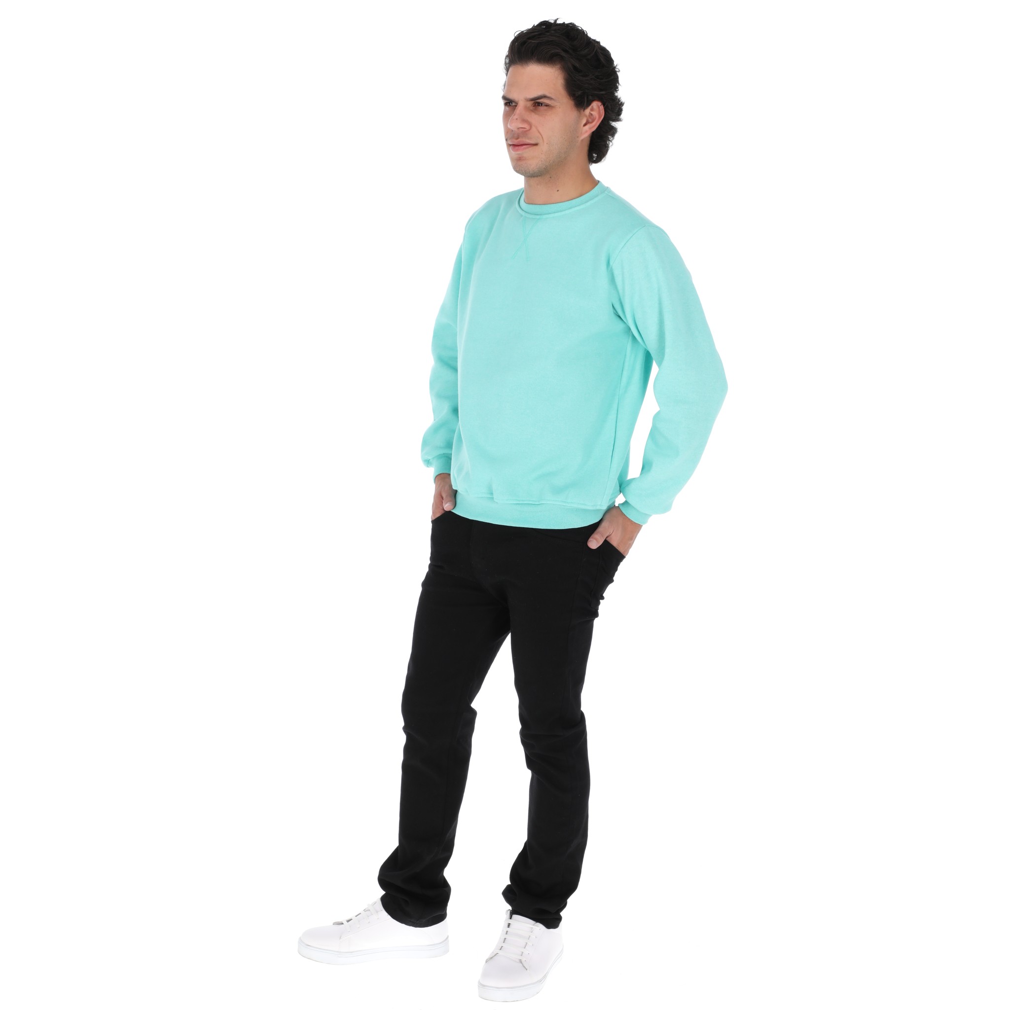Sudadera Hombre Felpa Stretch Cuello Redondo Básico Chili Beans Color Menta