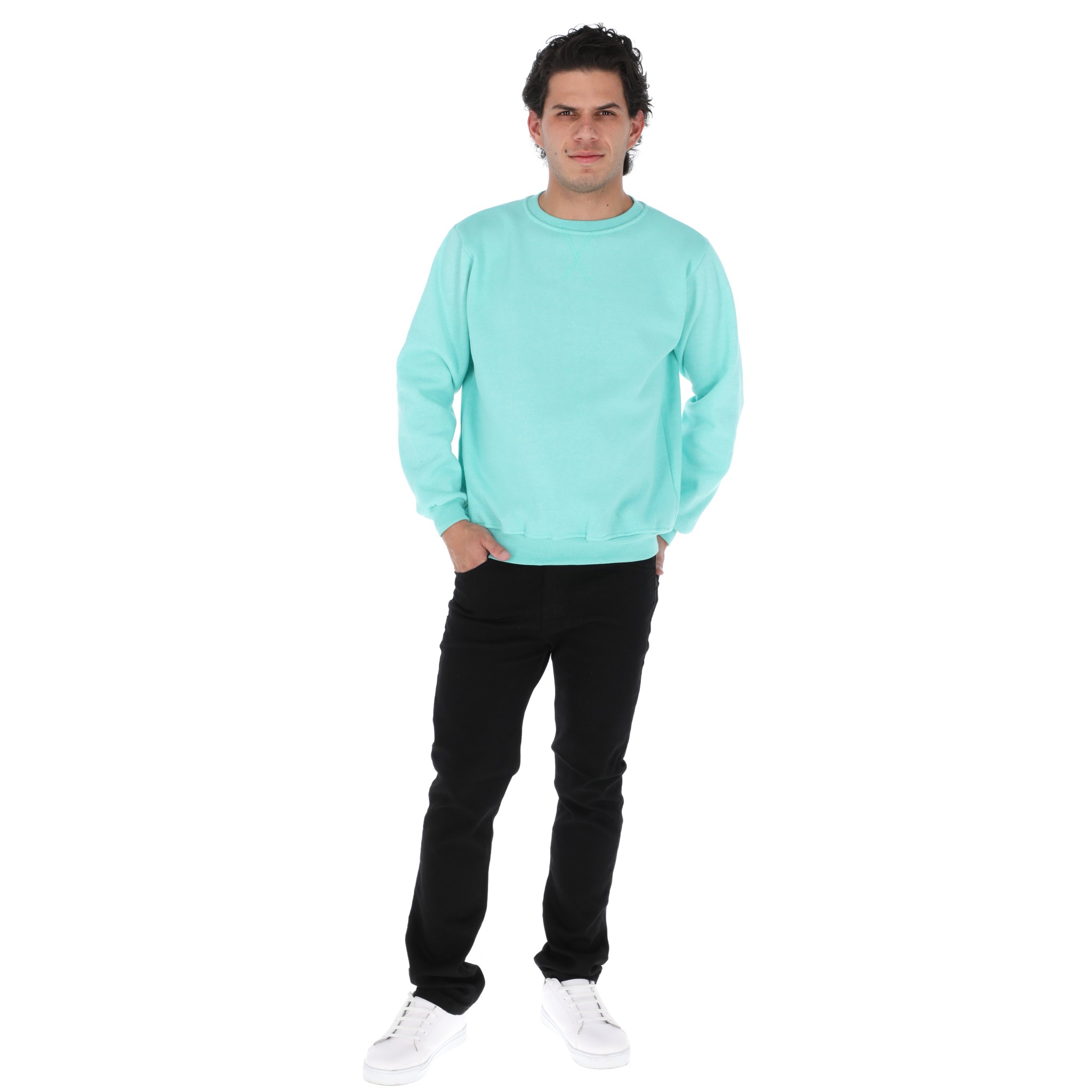 Sudadera Hombre Felpa Stretch Cuello Redondo Básico Chili Beans Color Menta